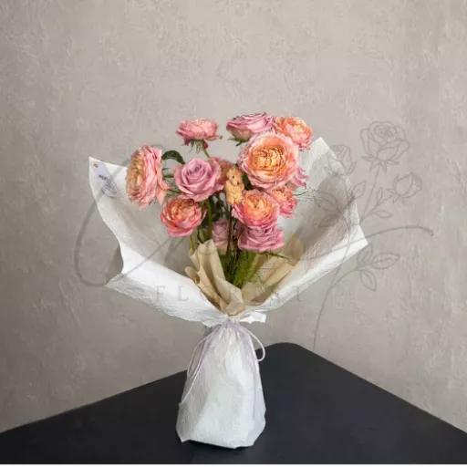 Peachy Blush Rose Fresh Flower Bouquet