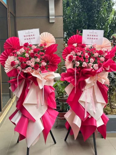 Blossom Radiance · Grand Opening Floral Stands (Twin Set) (Fresh Flower)