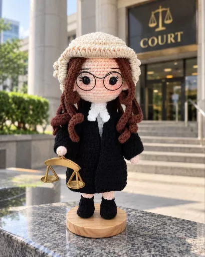 Handmade Crochet Lawyer Doll – Custom Barrister Amigurumi Gift for Law School Graduation & Legal Professionals