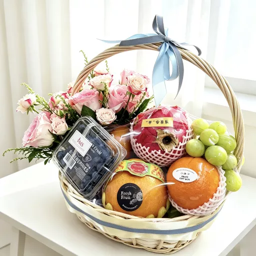 Elegant fruit and Flowers basket