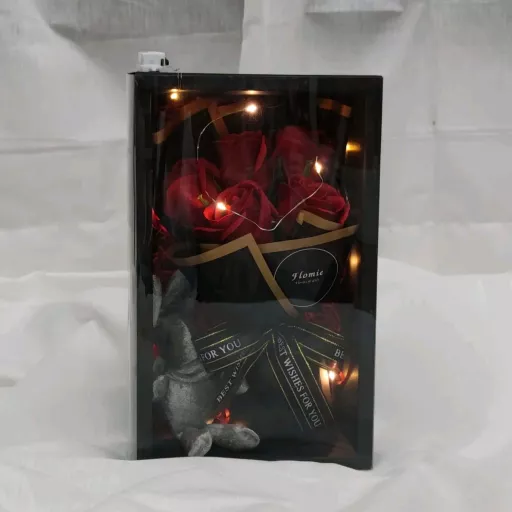 5 Stalks Soap Rose Flower Small Bouquet Gift Box