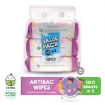 CHOMEL ANTIBAC WIPES 100 SHEETS X 3 PACKS