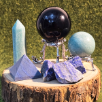 Crystal Grid Energy Booster Obsidian Blue Onyx Amazonite Lapis Lazuli Water Aroma Stone Meditation Pros Cleansing Healing Spiritual