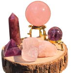 Crystal Grid Energy Booster Pink Quartz Amethyst Fluorite Fire Aroma Stone Meditation Cleansing Healing Spiritual Energy