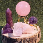Crystal Grid Energy Booster Pink Quartz Amethyst Fluorite Fire Aroma Stone Meditation Cleansing Healing Spiritual Energy
