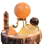 Crystal Grid Energy Booster Citrine Tiger Eye Yellow Onyx Fluorite Earth Aroma Stone Meditation Cleansing Healing Spiritual