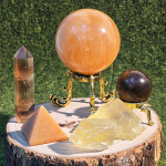 Crystal Grid Energy Booster Citrine Tiger Eye Yellow Onyx Fluorite Earth Aroma Stone Meditation Cleansing Healing Spiritual